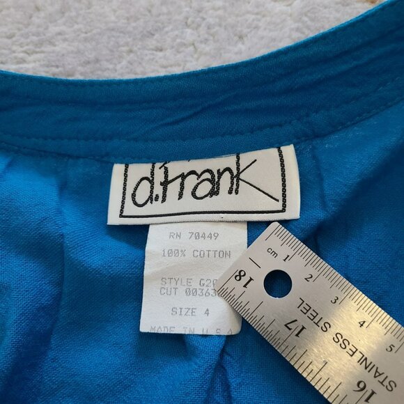 Vtg 80s D. Frank Electric Blue Cropped Jacket Women’s Size 4  Smocked Front USA - Picture 6 of 9